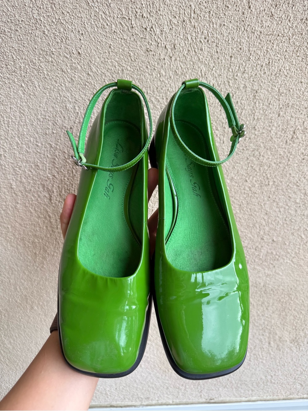 Lisa Says Gah Mia Mary Jane Green Patent Flats sz 9 - Picture 4 of 9